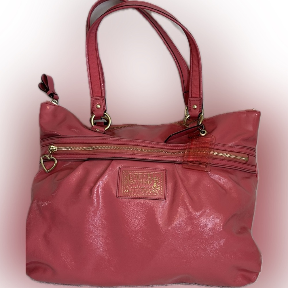 Coach Y2K Pink Patent Leather Handbag Tote Limited Edition Color